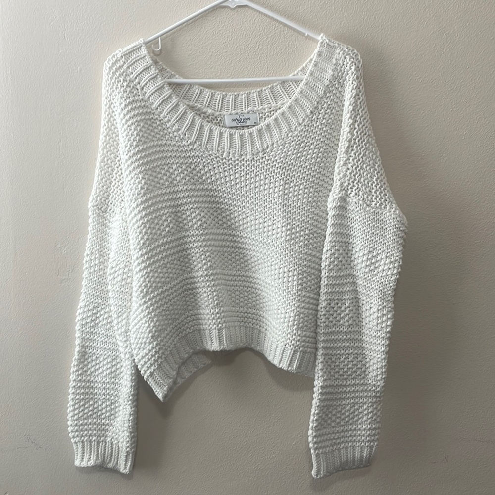 CJLA slouchy white knit sweater